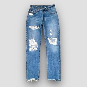 Levis 501 Straight Leg Jean Big E Premium Distress Luxor Street - Size 26